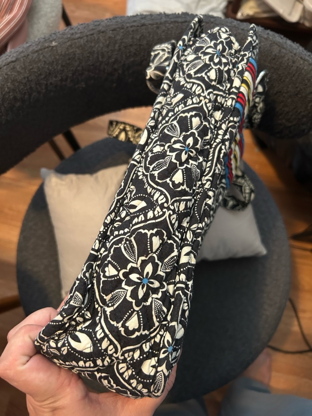 Vera Bradley Barcelona Black & White Geo Floral Quilted Tote - Picture 7 of 7